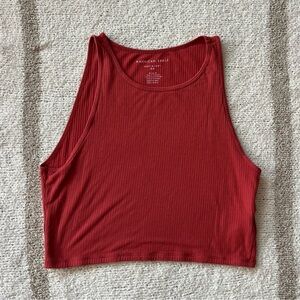 American eagle high neck red crop tank top
